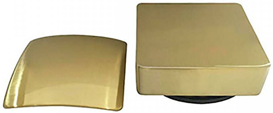 Wiesbaden Basic knop en waste voor bad overloop combinatie met vulfunctie vierkant Geborsteld messing PVD