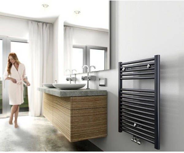 Wiesbaden Designradiator Elara 75x60cm 463 Watt Mat Antraciet Middenonderaansluiting