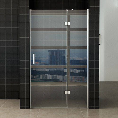 Wiesbaden Douchedeur Miami Nisdeur Draaideur met Vaste Wand 120(60-60)x200cm Antikalk Helder Glas Chroom Profiel 8mm Veiligheidsglas Easy Clean