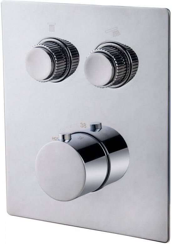 Wiesbaden Douchekraan Caral Klik Pro Afbouwdeel Thermostatisch Inbouw Glans Chroom 2-weg