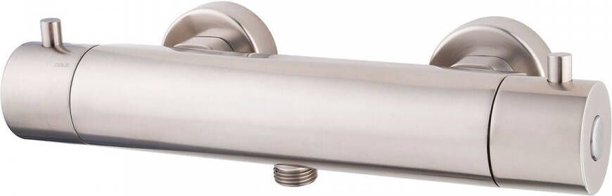 Wiesbaden Douchekraan Cool Touch Thermostatisch Opbouw Rond Geborsteld Staal 2 Greeps