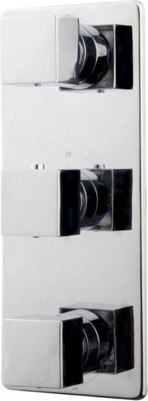 Wiesbaden Douchekraan Rombo Afbouwdeel Thermostatisch Inbouw Vierkant Glans Chroom 3 Greeps - Foto 2