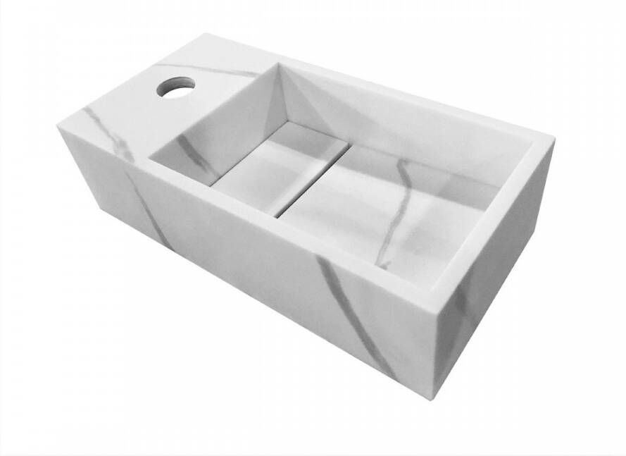 Wiesbaden Noble fontein links Solid surface 36 x 18 x 10 cm marmer wit 36.4086