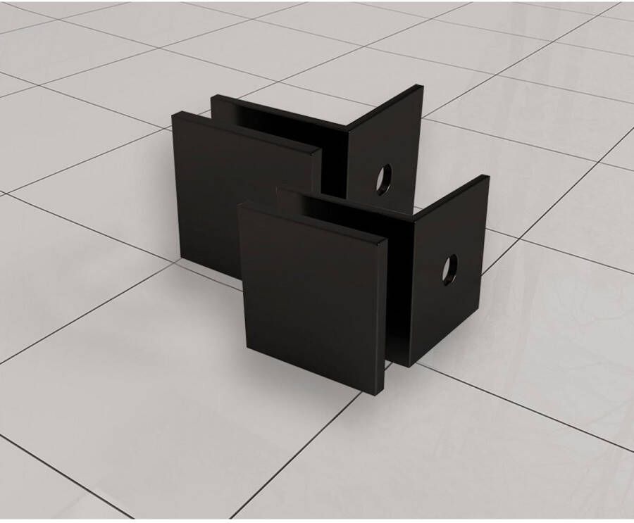 Wiesbaden Wiebaden Less glaskoppelingset voor profielloze inloopdouche (2 stuks) 4 cm mat zwart - Foto 2