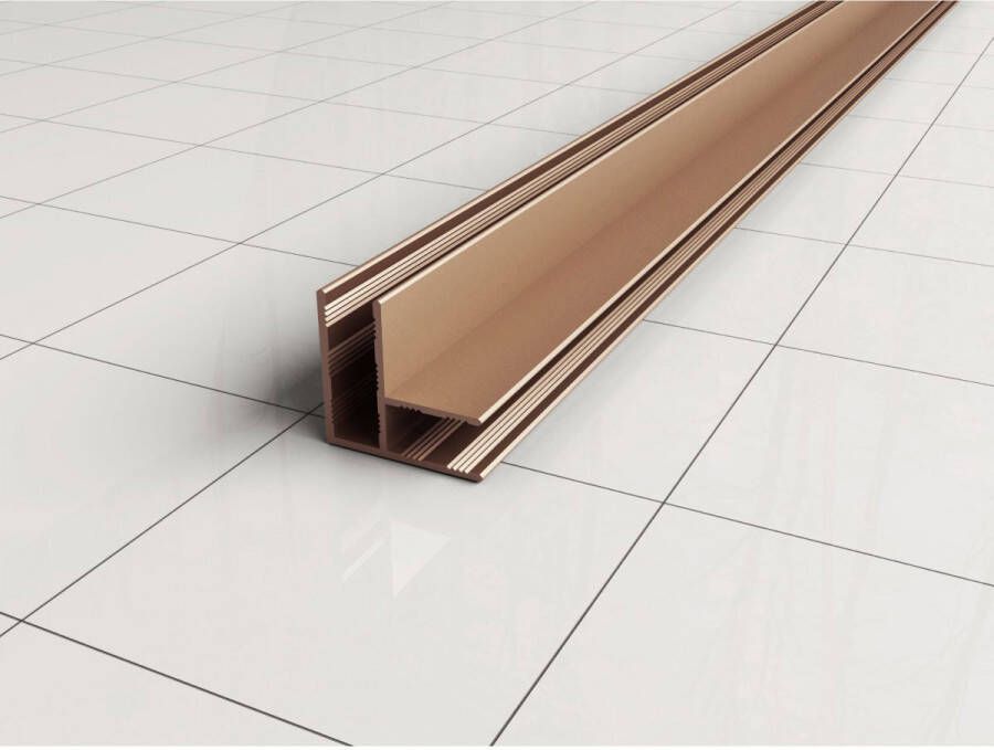 Wiesbaden hoekprofiel 200 cm voor glaswand 10 mm geborsteld koper