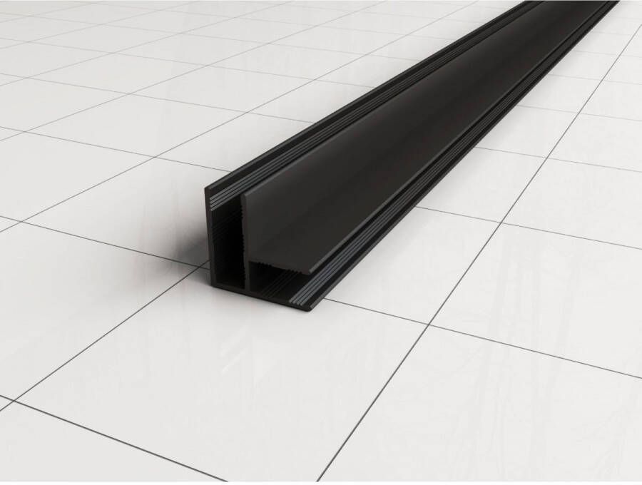 Wiesbaden Slim | hoekprofiel | 200 cm voor glaswand 8 of 10 mm| zwart mat