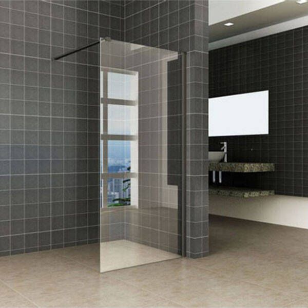 Wiesbaden Inloopdouche Safety Glass 100x200cm Antikalk Helder Glas Zwart Muurprofiel 10mm