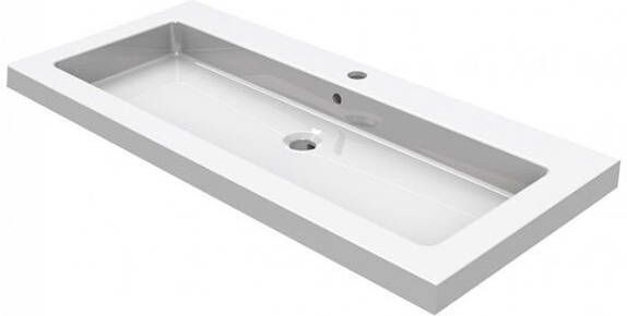 Wiesbaden Kera wastafel enkel met 1 kraangat 100x46x5 cm keramiek glans wit 39.3805 - Foto 5