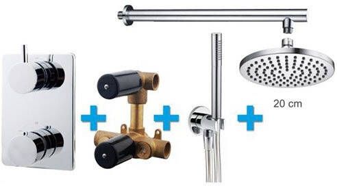 Wiesbaden Thermostatische Inbouw Regendouche Set Type 102 Wandarm 20 cm Rond incl. Inbouwdeel - Foto 4