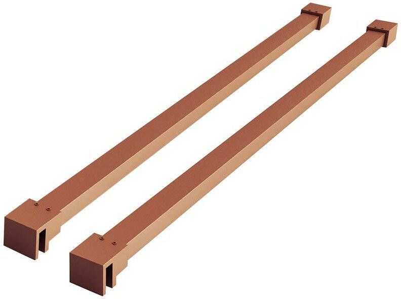 Wiesbaden Stabilisatiestang Set Slim 120cm Vierkant Geborsteld Koper t.b.v. Vrijstaande Inloopdouches