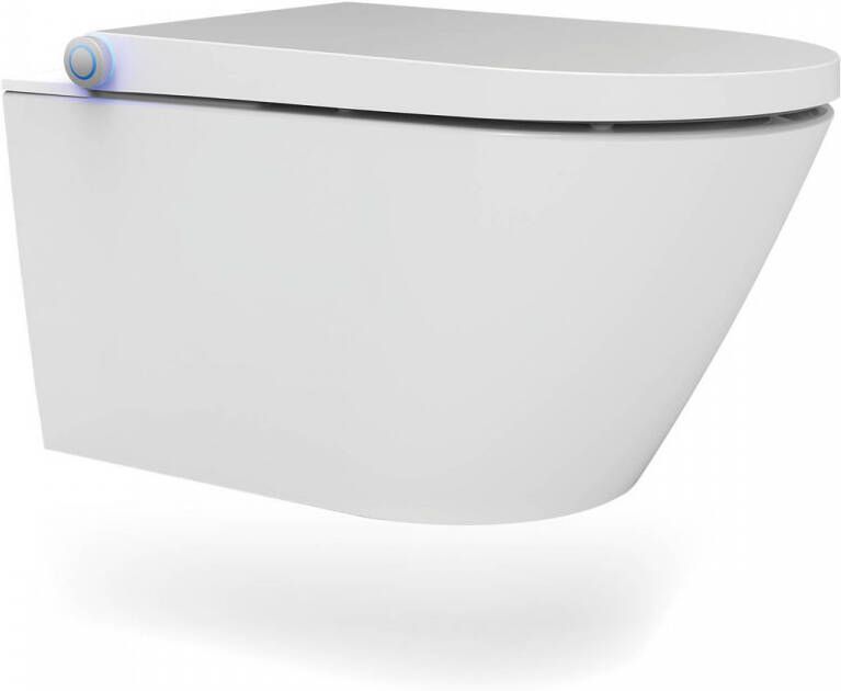 Wiesbaden Wandcloset Vesta-Comfort Hangend Toilet Wit Diepspoel Rimless Quickrelease Douchewc Luchtdroging Luchtafzuiging en LED Verlichting - Foto 6
