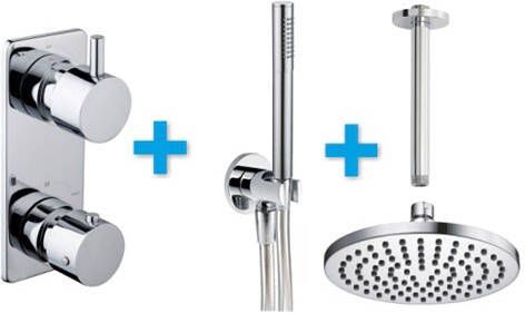 Xellanz Regendoucheset Inbouw Plafond Mila 20cm Rond Chroom Thermostaatkraan Handdouche - Foto 3