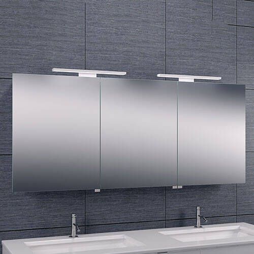 Xellanz Spiegelkast Larissa 160x60x14cm Aluminium LED Verlichting Stopcontact Binnen en Buiten Spiegel Glazen Planken online kopen