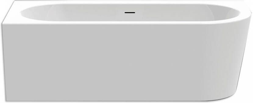 Xenz Ligbad Half Vrijstaand Charley Links Hoekbad 80x180x60cm Acryl Glans Wit met Sleuf Overloop Waste Mat Zwart