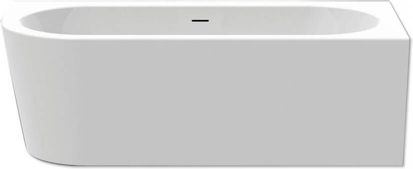 Xenz Charley XS halfvrijstaand bad rechts 165x75cm glans wit afvoer overloopcombinatie grafiet geborsteld
