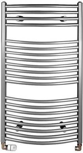 Aqualine Gebogen handdoekradiator 45x97 cm 419W metallic zilver
