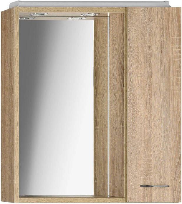 Aqualine Keramia Fresh LED spiegelkast rechts 60x60cm oak platin online kopen