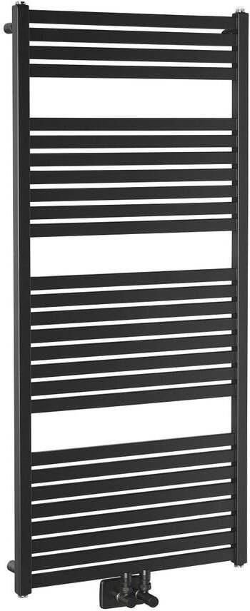Aqualine Tondi handdoek radiator 60x133 mat zwart