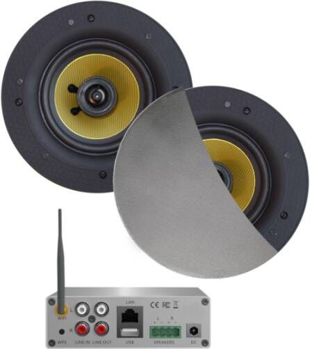 Aquasound Luxe WiFi badkamer audioset met 2 Samba speakers 65W mat chroom