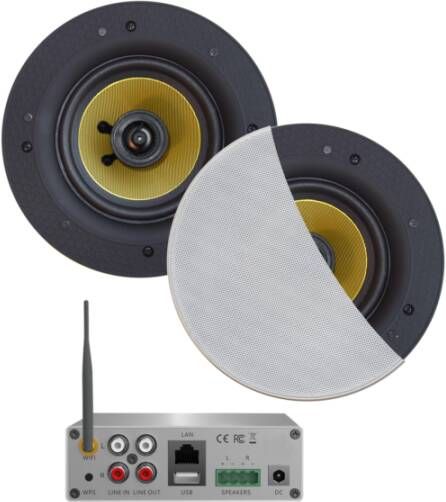 Aquasound Luxe WiFi badkamer audioset met 2 Samba speakers 65W wit