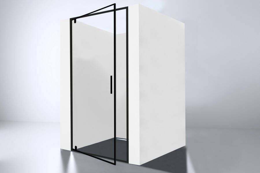 Best Design Baron nisdeur 90x200cm 8mm veiligheidsglas aluminium zwart 4011490