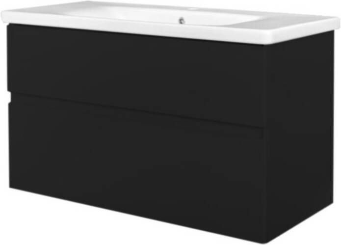 Best Design Quick Black Greeploos meubel onderkast en wastafel 100 cm mat zwart 4007350