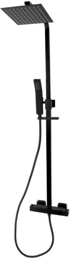 Best Design Black York vierkante thermostatische regendouche opbouwset Nero mat zwart 4006650 - Foto 2