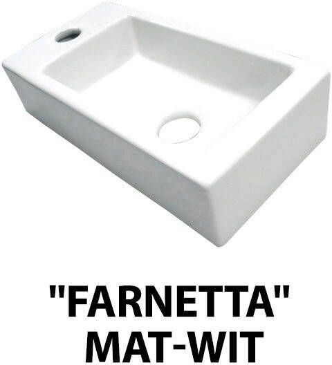 Douche Concurrent Fontein Farnetta Rechthoek Links 37x18x9cm Keramiek Mat Wit