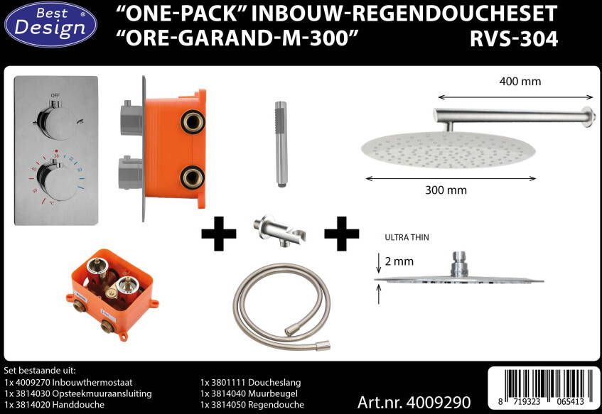 Best Design One Pack inbouw regendoucheset Ore-Garand M 300 RVS 4009290 - Foto 2
