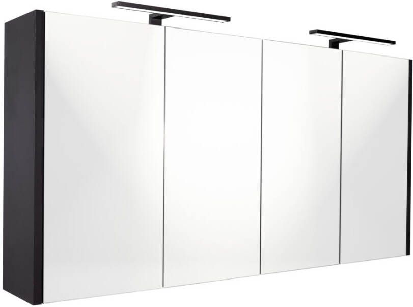 Best Design Halifax spiegelkast 120x60cm met opbouwverlichting MDF zwart mat 4014700