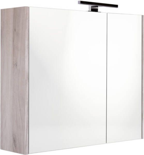 Best Design Halifax spiegelkast 60x60cm met opbouwverlichting MDF grijs eiken 4014710