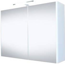 Douche Concurrent Spiegelkast Happy 80x60x18cm MDF Hoogglans Wit LED Verlichting Stopcontact
