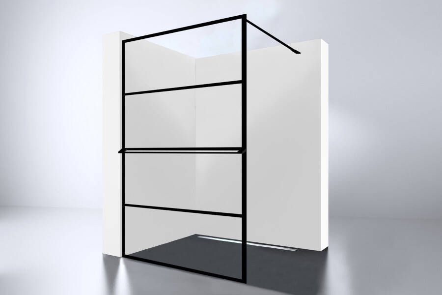 Inloopdouche Noire 120x200cm Antikalk Helder Glas Zwart Profiel 10mm Veiligheidsglas Easy Clean - Foto 2