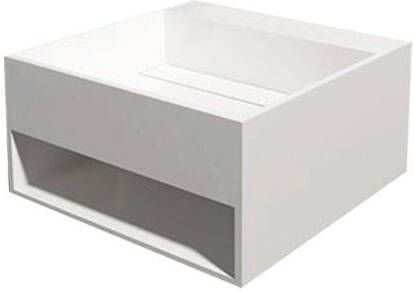 Douche Concurrent Wastafel Hangend HQ 500 Vierkant 50x50x25cm Solid Surface Glans Wit Zonder Kraangat - Foto 2