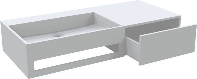 Best Design Wastafel met Lade Spring 90x40x17 cm Solid Surface Mat Wit