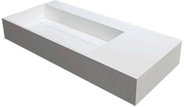 Douche Concurrent Wastafel Hangend Q90 Rechthoek 90x59x13cm Solid Surface Glans Wit Zonder Kraangat