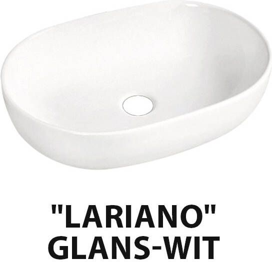 Best design Lariano opbouw waskom 60x42.5 cm glanzend wit