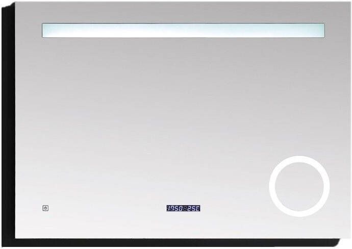 Badkamerspiegel Linet 100x70cm Geintegreerde LED Verlichting Touch Lichtschakelaar met Klok en Verlichting - Foto 2