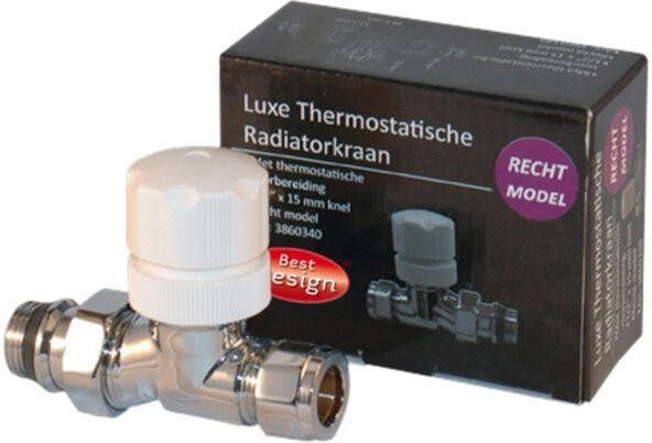 Best design Luxe Thermostatische Radiatorkraan Recht Chroom