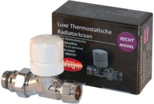 Best Design luxe Thermostatische radiatorkraan recht 1 2x15mm