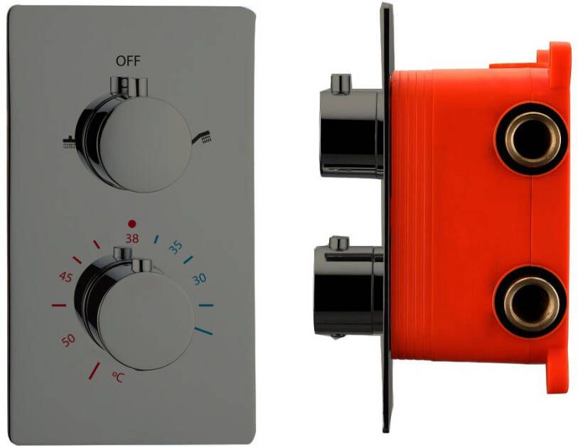 Best Design Douchekraan Inbouw Moya Thermostaatkraan 2-weg Gunmetal (incl. inbouwdeel)