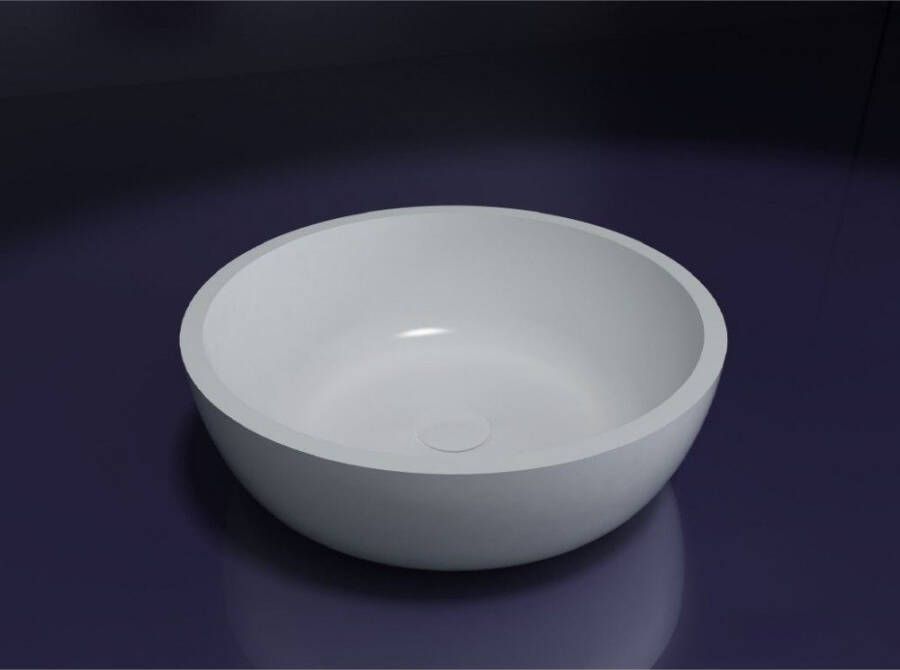 Douche Concurrent Waskom Opbouw Astoria Rond 42x42x15cm Solid Surface Mat Wit met Waste