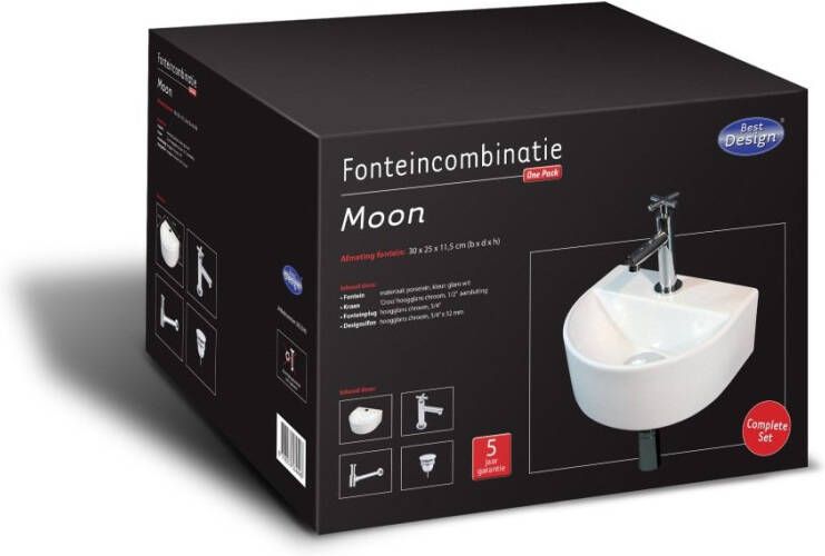 Best design One pack Fonteincombinatie Moon glanzend wit