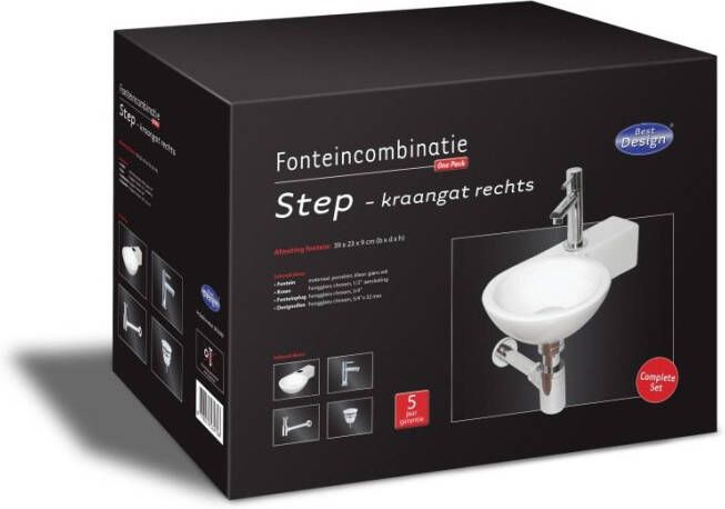 Best Design Class Fonteincombinatie Step inclusief sifon kraan en afvoerplug Rechts 3853060 - Foto 2