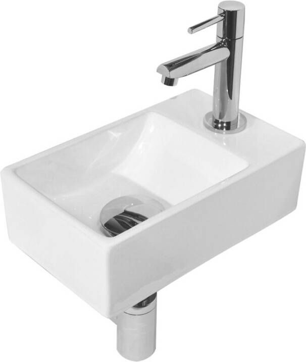 Best Design Wonder fonteinset 29x18x9.5cm 1 kraangat rechts met kraan sifon en afvoerplug keramiek wit 3875110