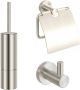 Best Design Luxe-Ore toilet accessoireset 3-delig met toiletborstelhouder toiletrolhouder en handdoekhaak geborsteld RVS 4011980 - Thumbnail 2