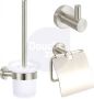 Best Design Ore toiletset met toiletborstelgarnituur closetrolhouder en handdoekhaak RVS 3862750 - Thumbnail 3