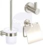 Best Design Ore toiletset met toiletborstelgarnituur closetrolhouder en handdoekhaak RVS 3862750 - Thumbnail 2