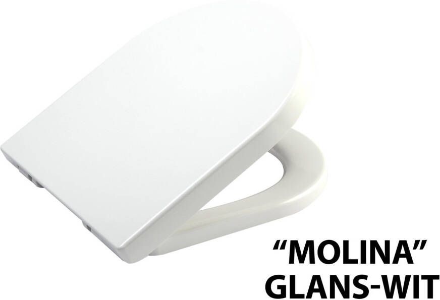 Best design soft closing toiletzitting ten behoeve van wandcloset Molina glanzend wit