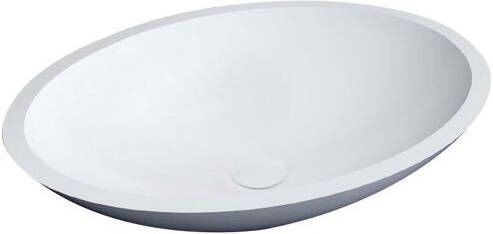 Douche Concurrent Waskom Opbouw Epona Ovaal 52x38x14cm Solid Surface Mat Wit met Waste